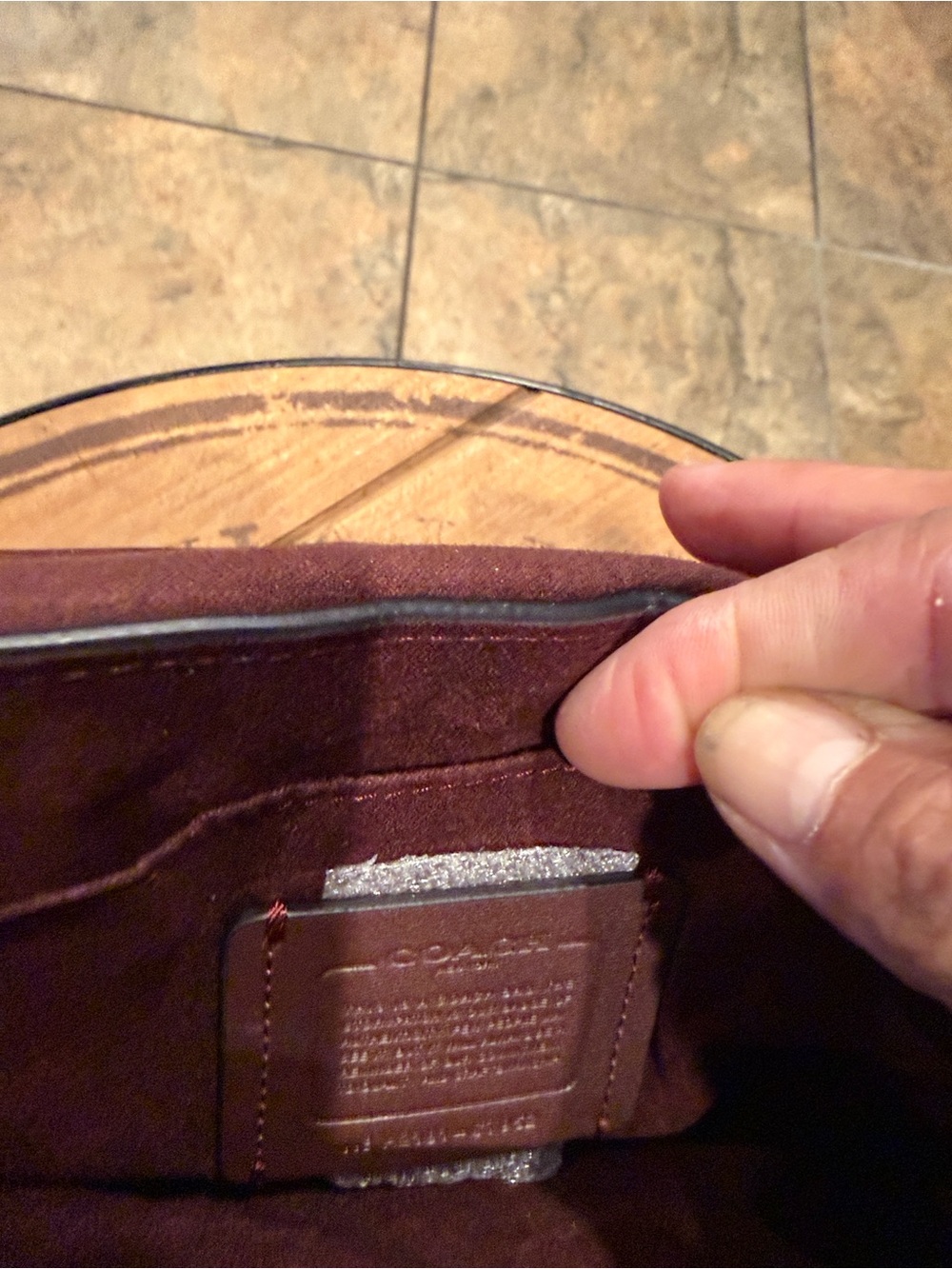 Coach Two-Tone Pebbled Leather Shoulder Bag in Dusty Pink & Burgundy - Picture 5 of 10